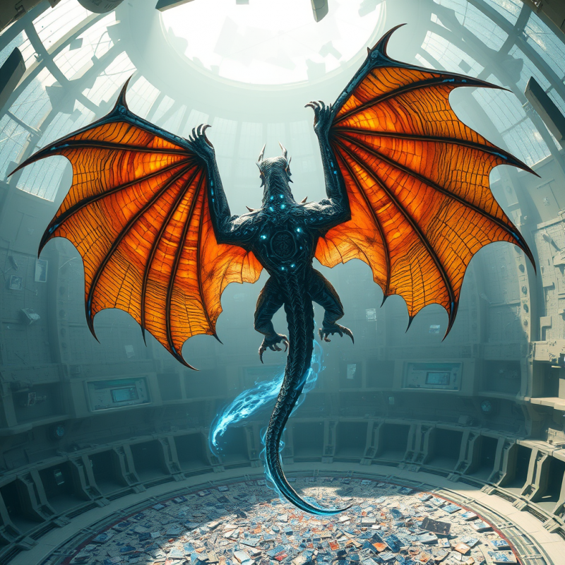 Mysterious Dragon in Ancient Library