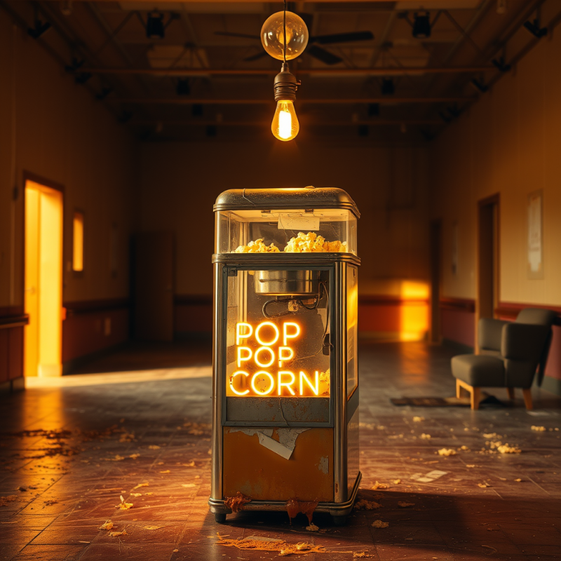 Vintage Popcorn Machine in Abandoned Hall