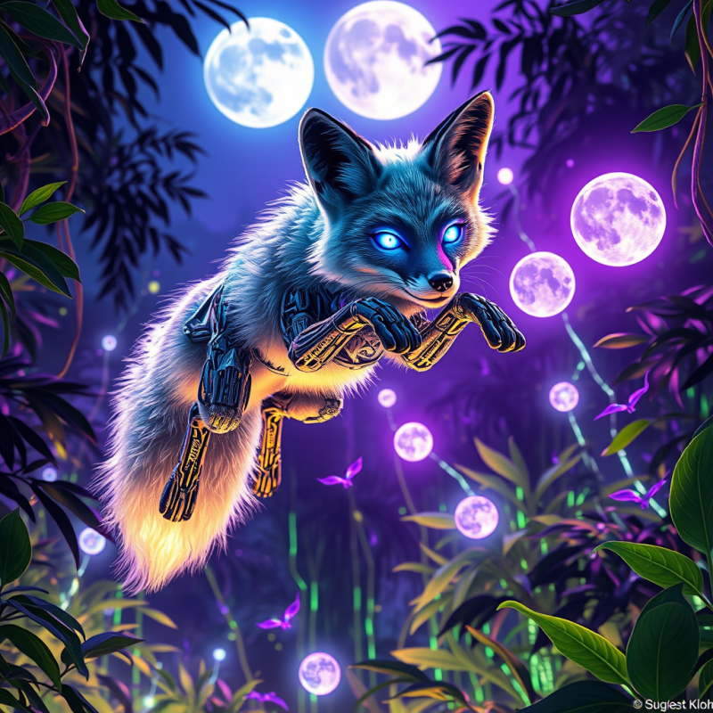 Cybernetic Fox with Glowing Eyes