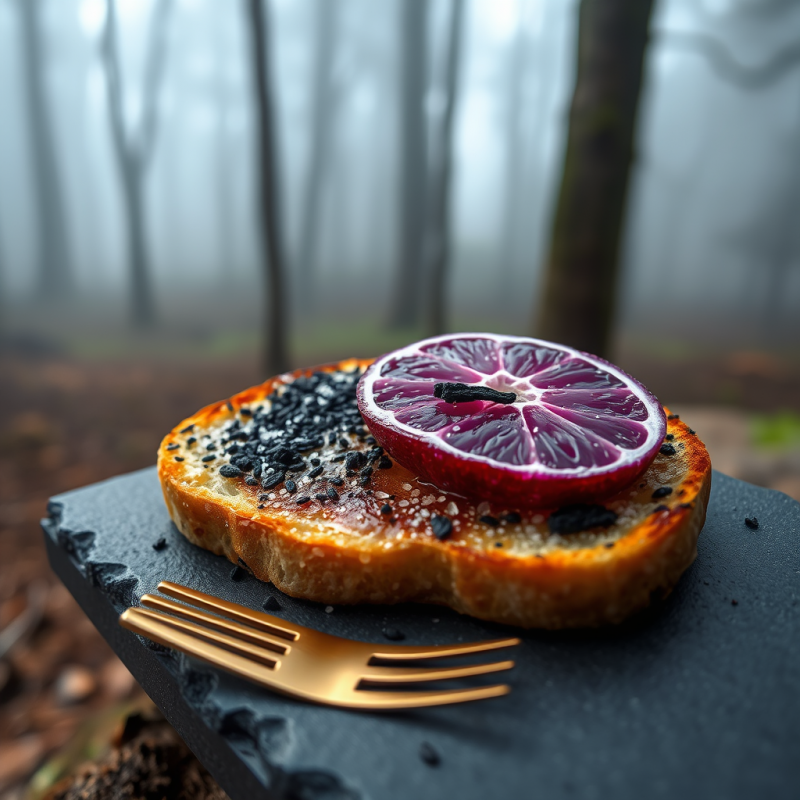 Purple Citrus on Toast in Forest