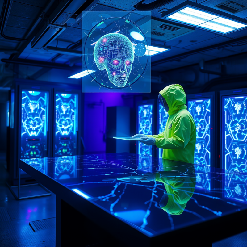 Hacker in Cybernetic Lab