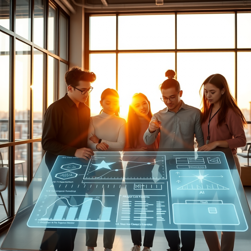 Team Analyzing Data on Holographic Table