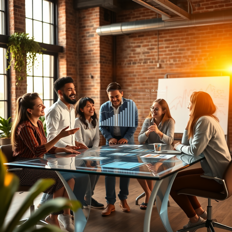 Business Team Reviewing Data in Modern Office