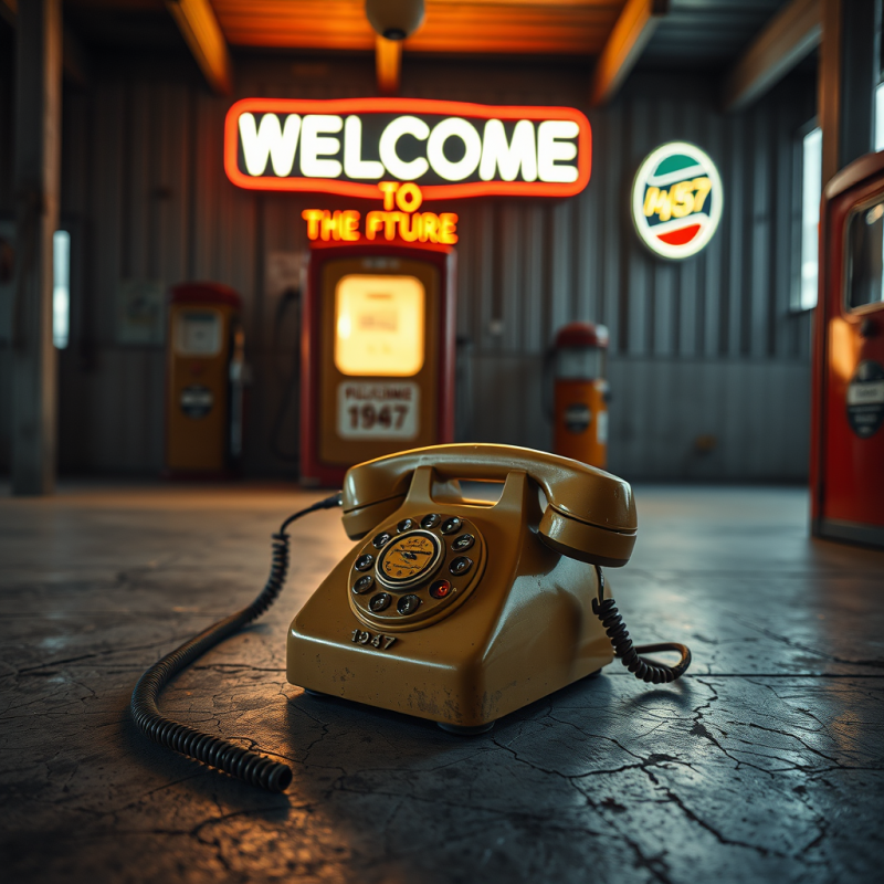 A Dusty 1940s Rotary Phone Rests On A Cracked Linoleum Fl...