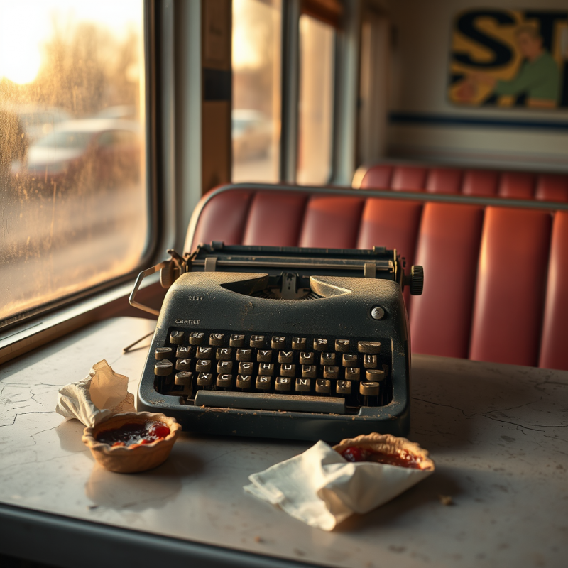 Vintage Typewriter on Diner Table