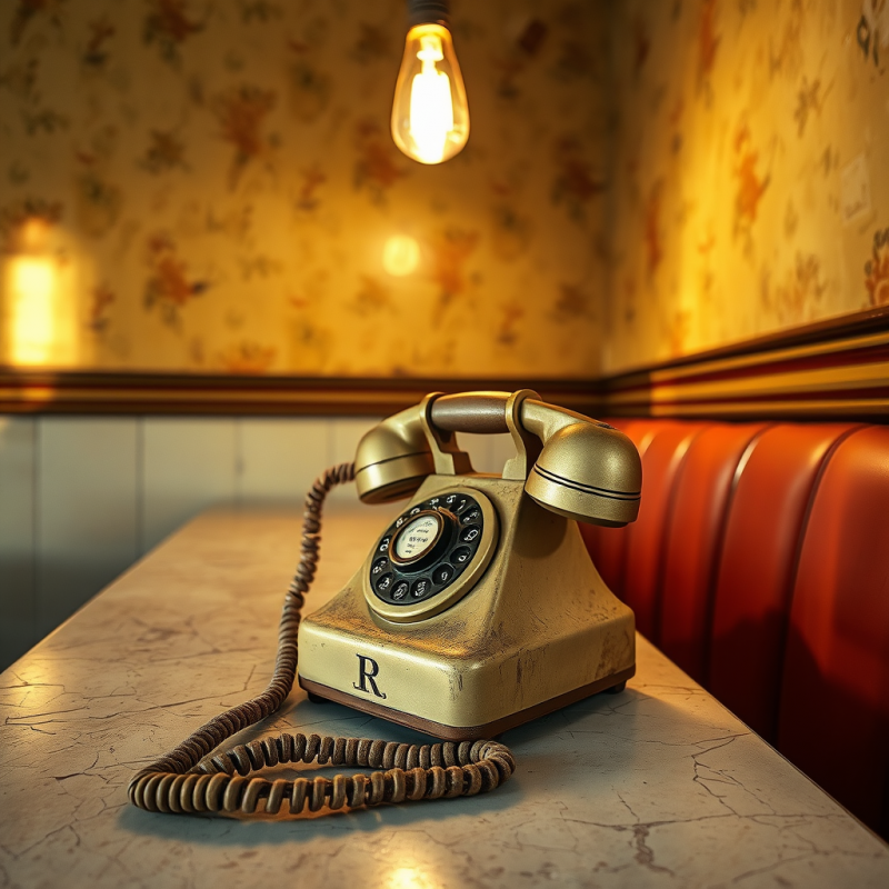 Vintage Phone on Marble Table