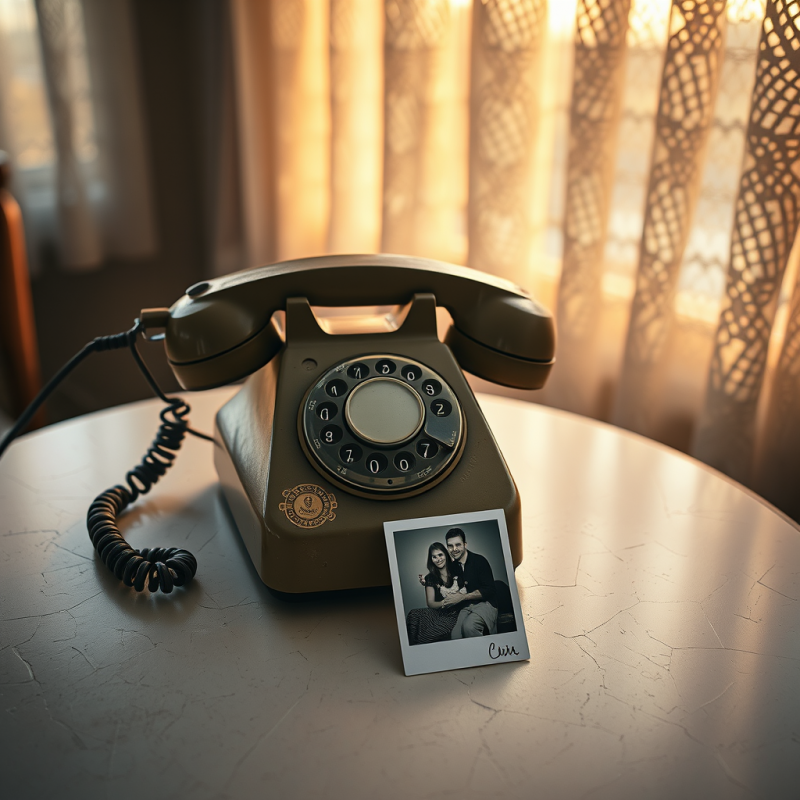 Vintage Phone with Family Photo