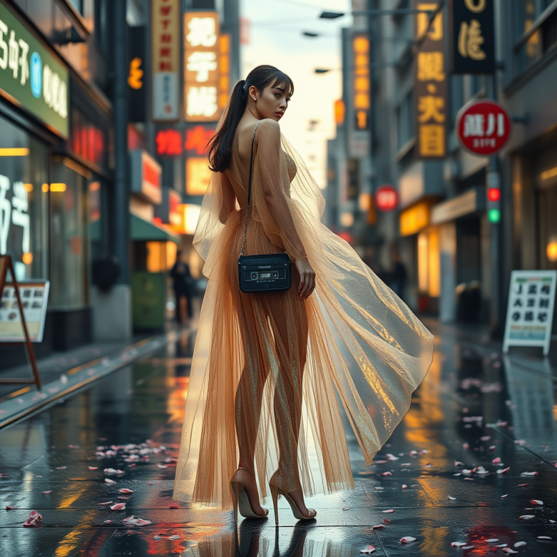 A Fashion Model Draped In A Translucent