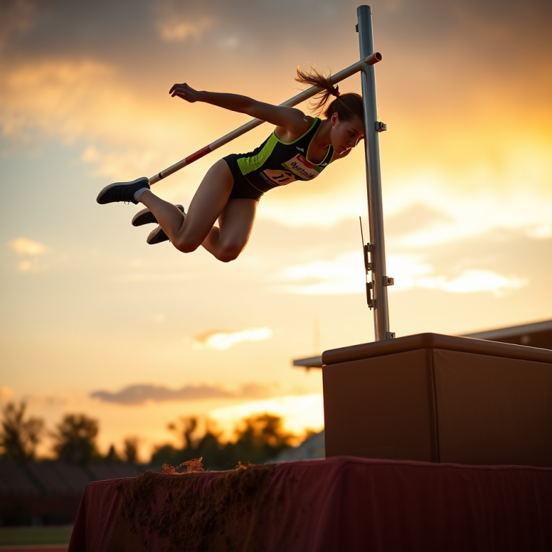 Female Athlete Clearing High Jump Bar