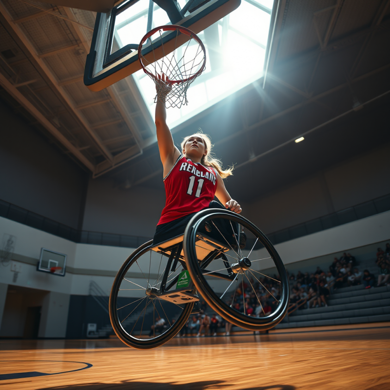Wheelchair Basketball Player Dunking
