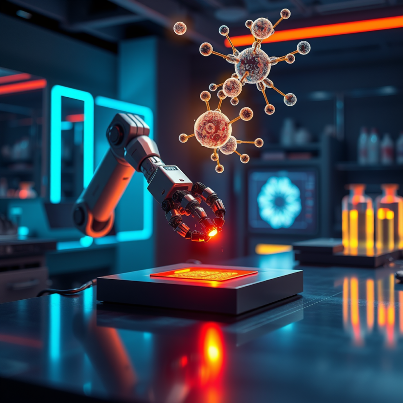 Robot Arm Manipulating Molecular Model