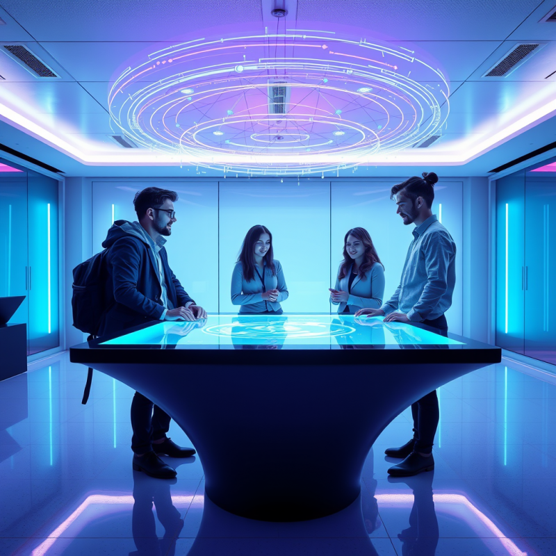 Four Professionals Around Futuristic Table