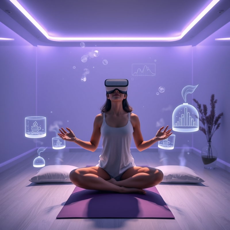 Woman Meditating with Vr Headset