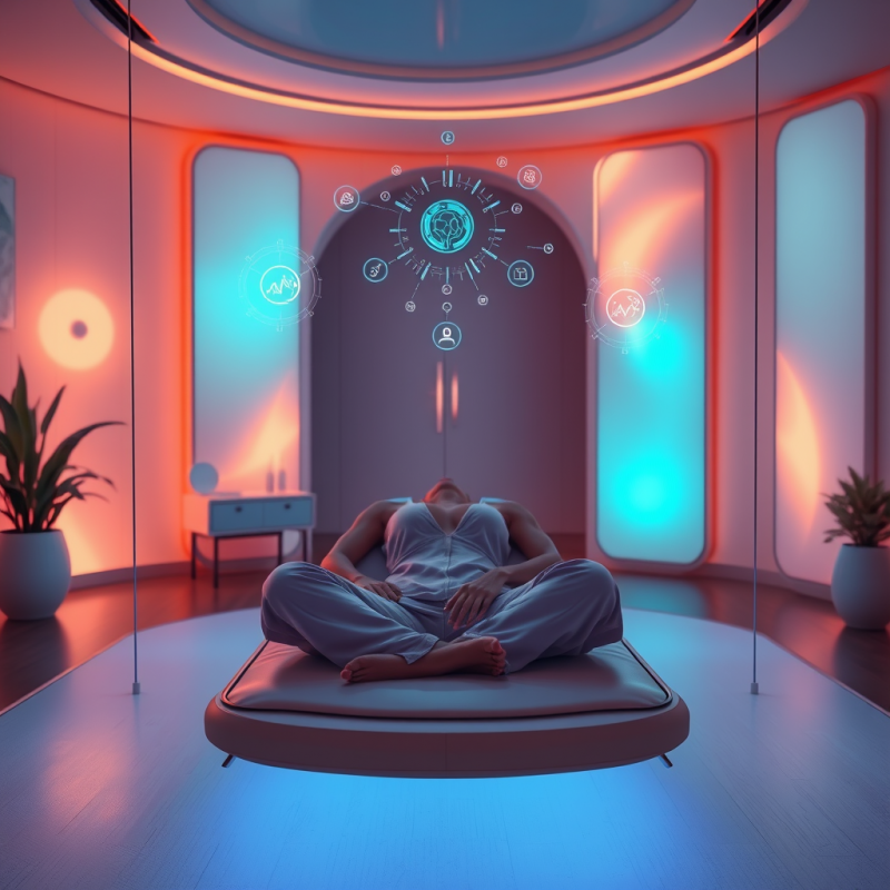 Person Relaxing in Futuristic Wellness Pod