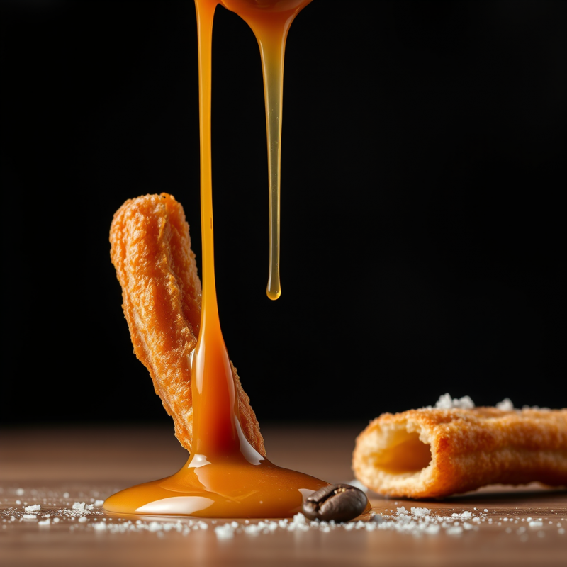 Caramel Drizzled Churros with Coffee Bean