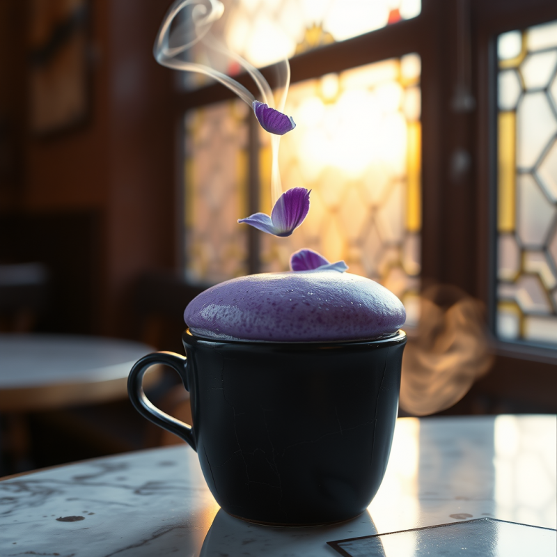 Purple Flower Coffee with Steam