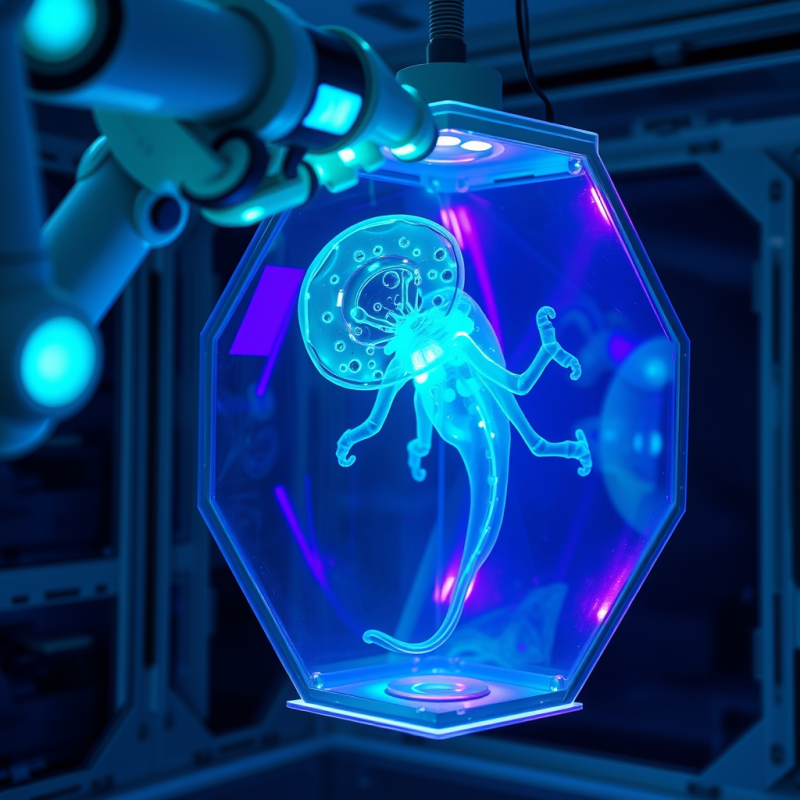 Glowing Octopus in Hexagonal Pod