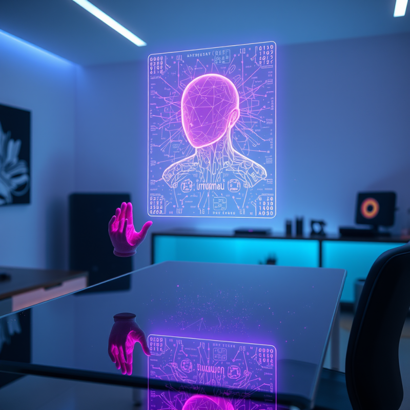 Hand Interacting with Holographic Human Blueprint