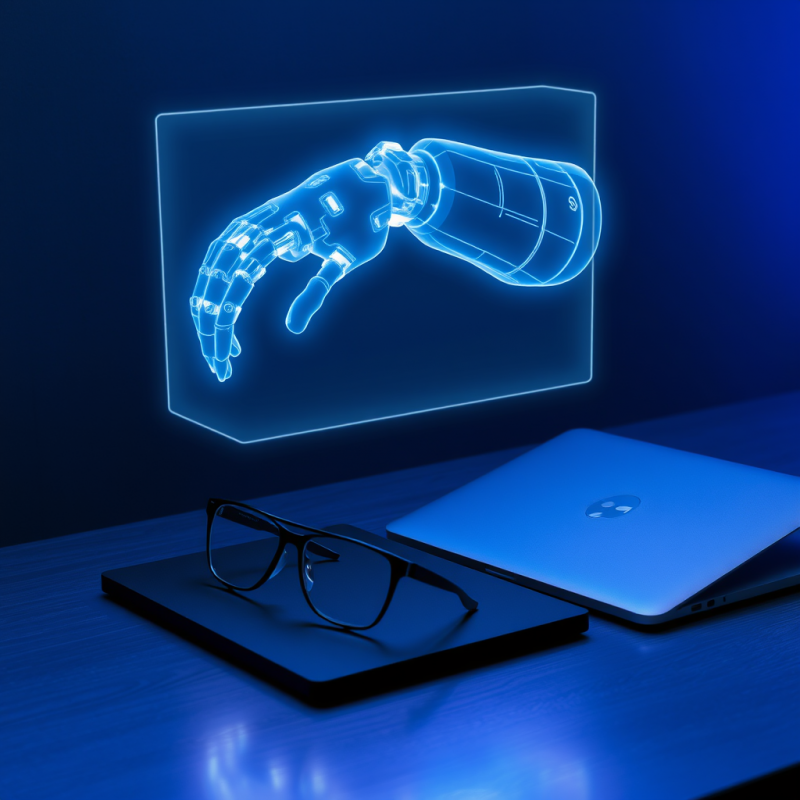 Neon Glowing Hand on Laptop