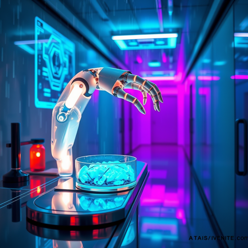 Robotic Arm in Futuristic Setting