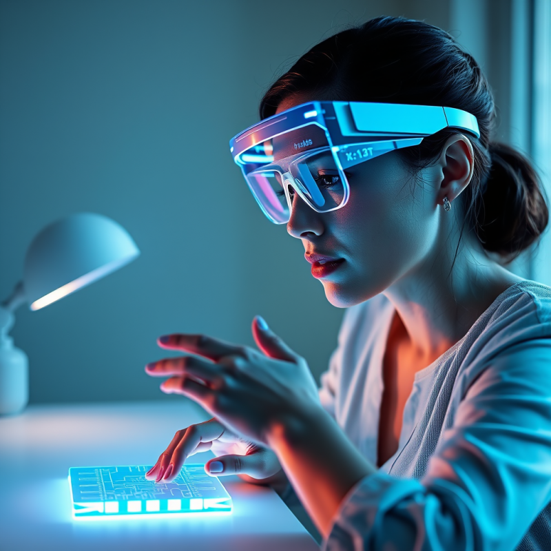 Woman Using Futuristic Headset