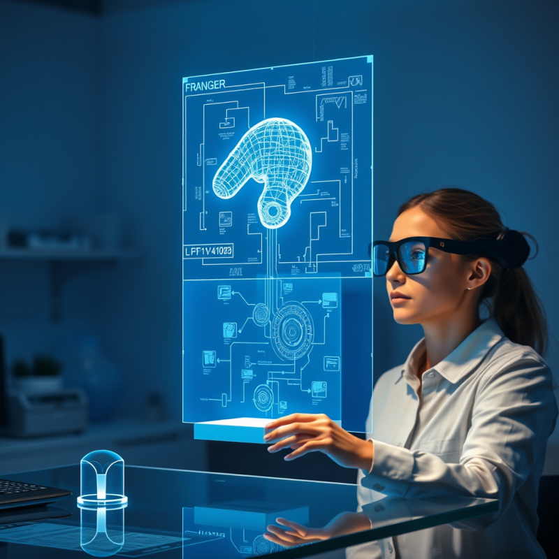 Engineer Analyzing 3d Blueprint with Ar Glasses
