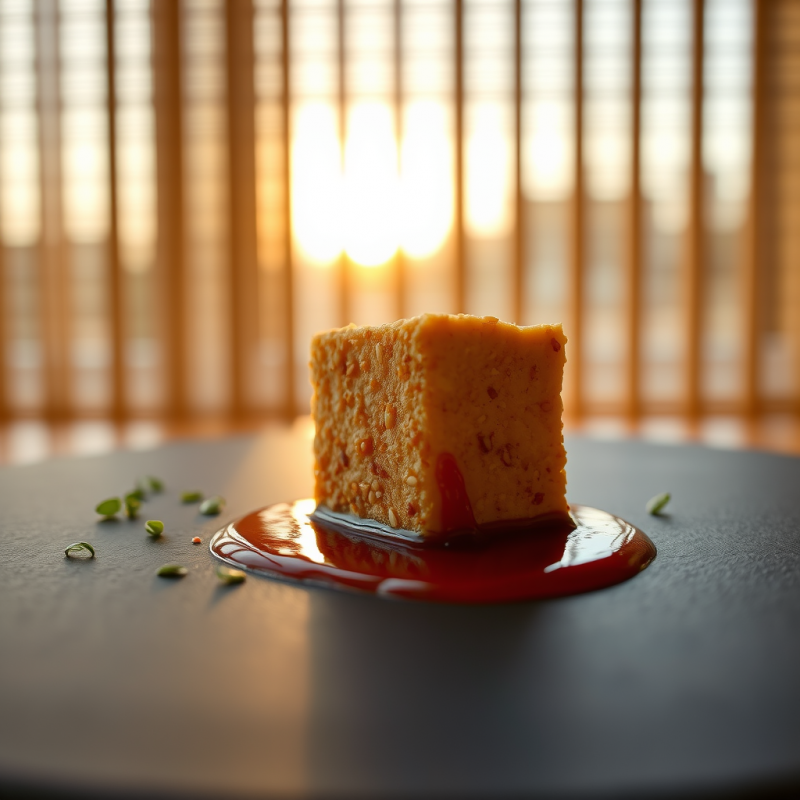 Golden Cake with Strawberry Sauce