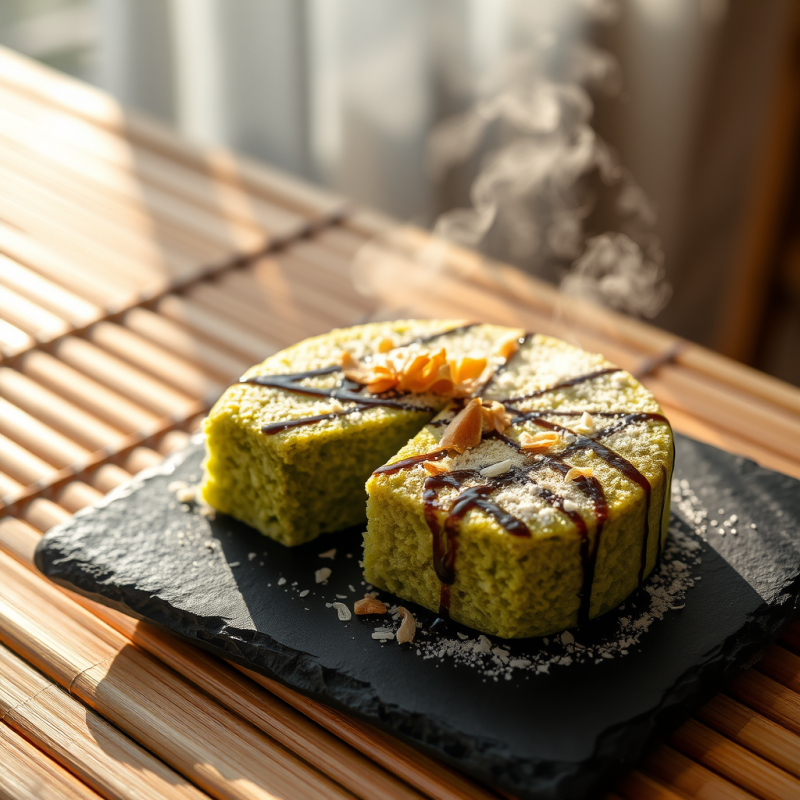 Green Cake with Chocolate Drizzle