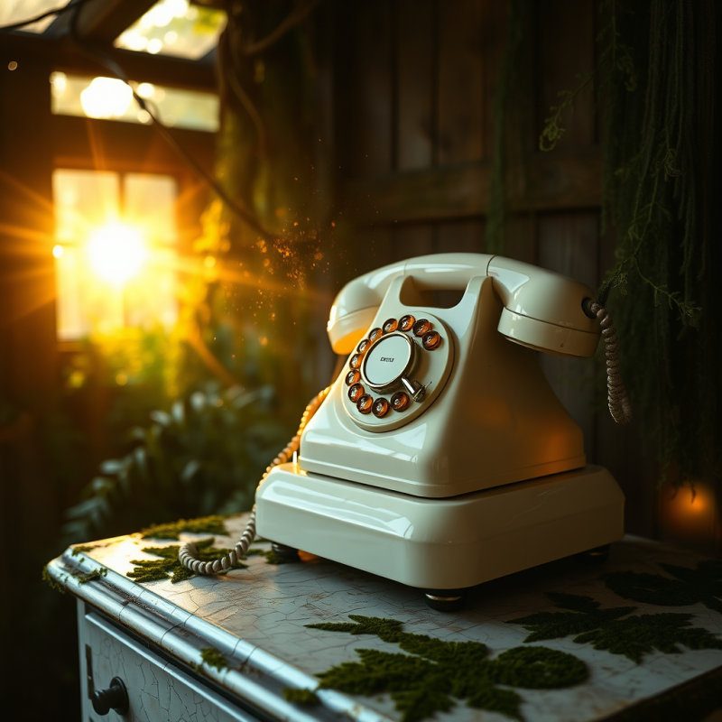 A Golden-hour Shot Of A 1940s Rotary Telephone Sitting At...
