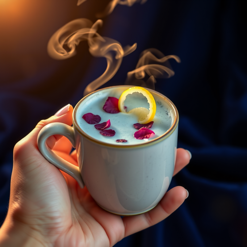 Hand Holding Steaming Herbal Tea