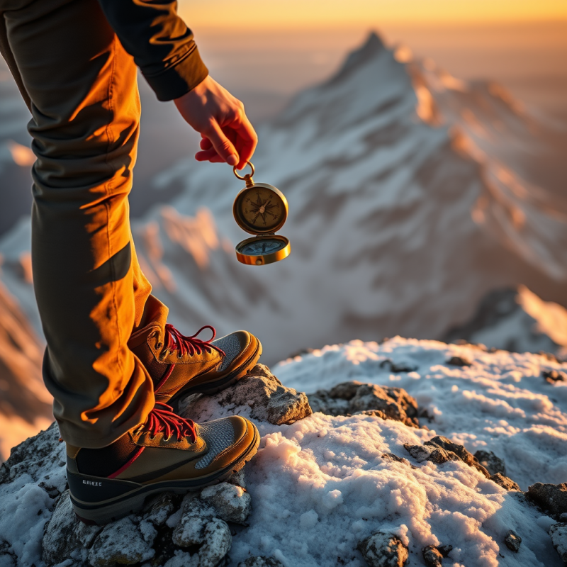Explorer's Compass on Snowy Peak
