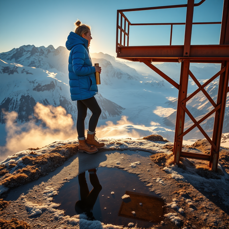 Mountain Hiker Reflecting on the Peaks