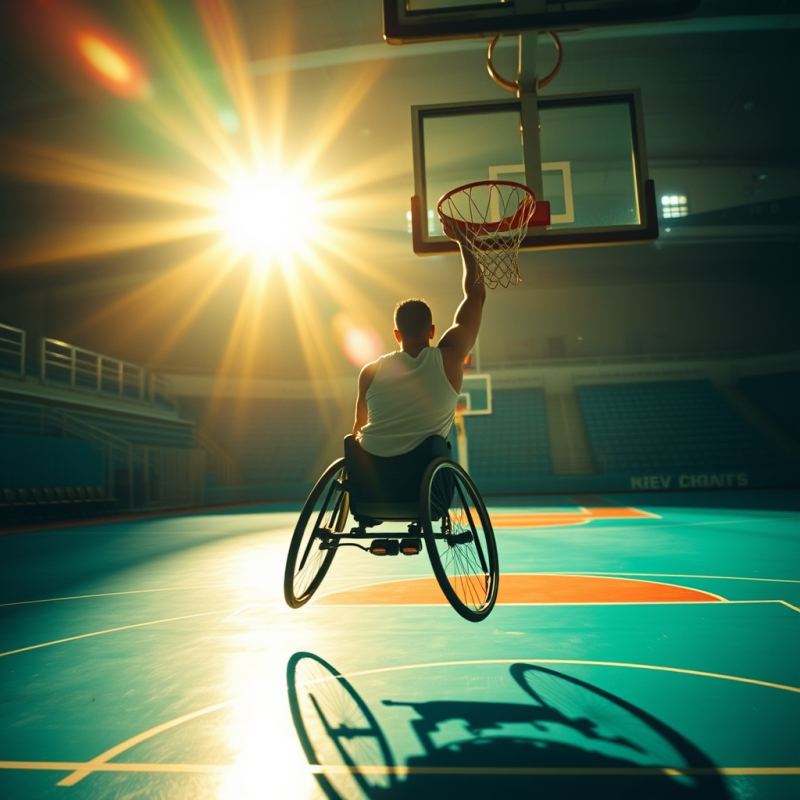 Wheelchair Basketball Player Dunking