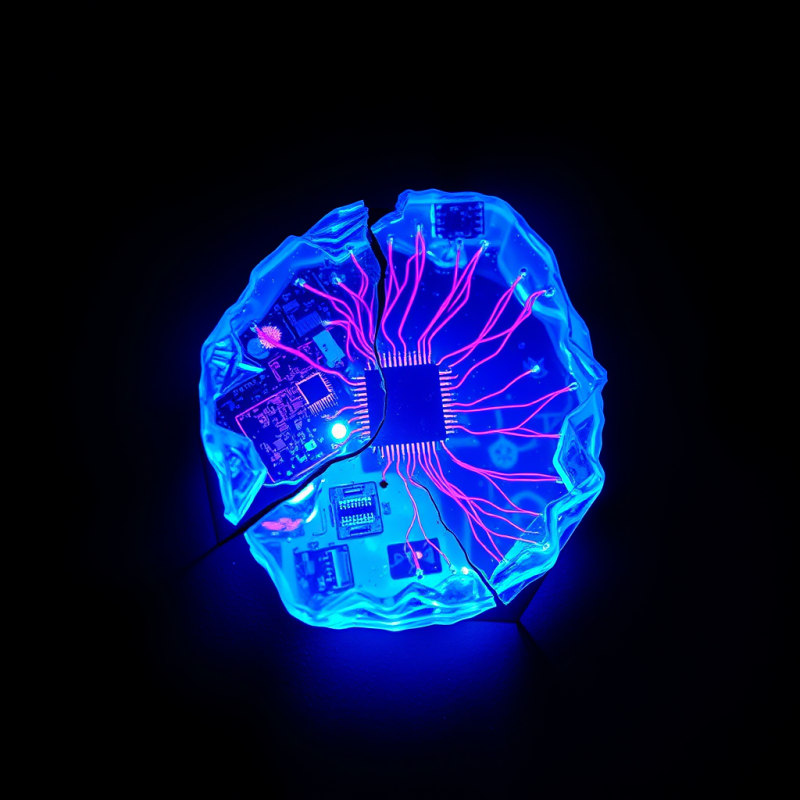 Glowing Circuitry Brain Model