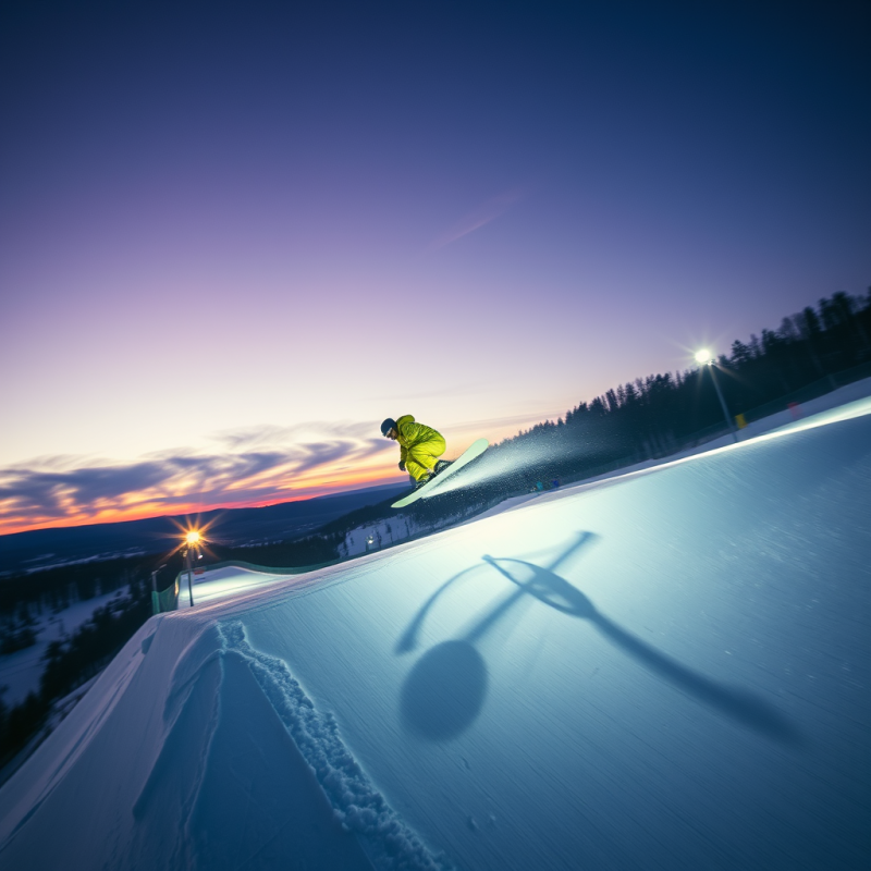 Snowboarder in Yellow Jacket Mid-air