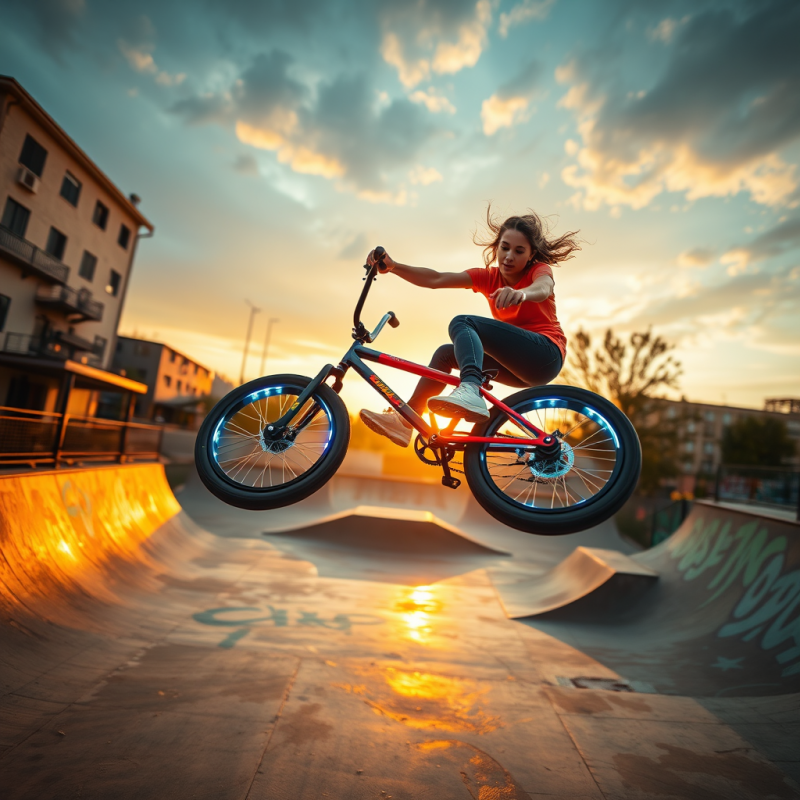 Skateboarder in Mid-air at Skatepark