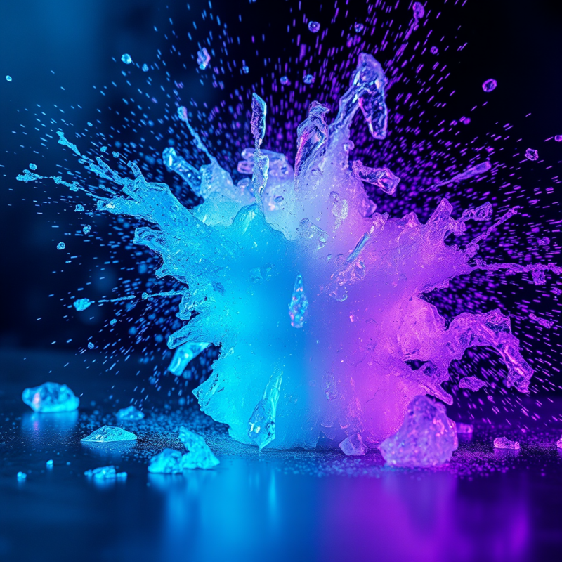 Colorful Ice Splash with Neon Glow