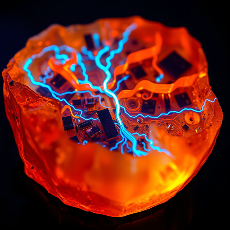 Glowing Circuitry in a Glass Bowl