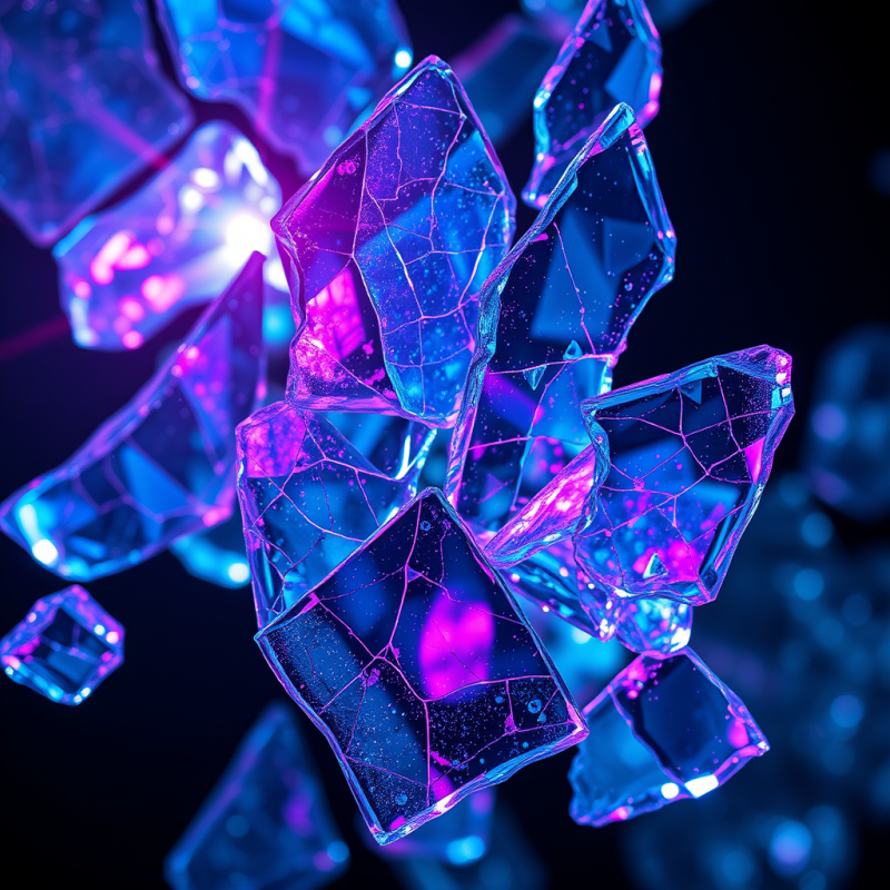 Glowing Crystal Fragments in Neon Light