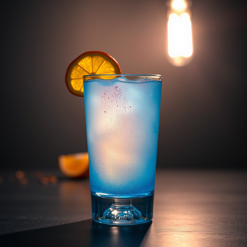 Blue Cocktail with Orange Garnish