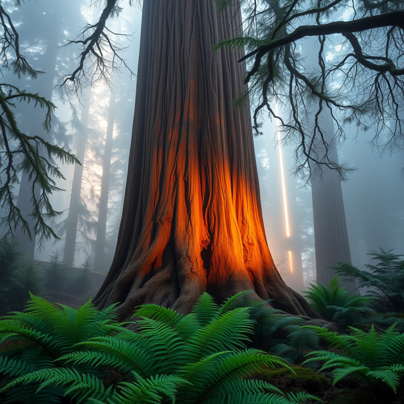 Ancient Tree with Glowing Trunk