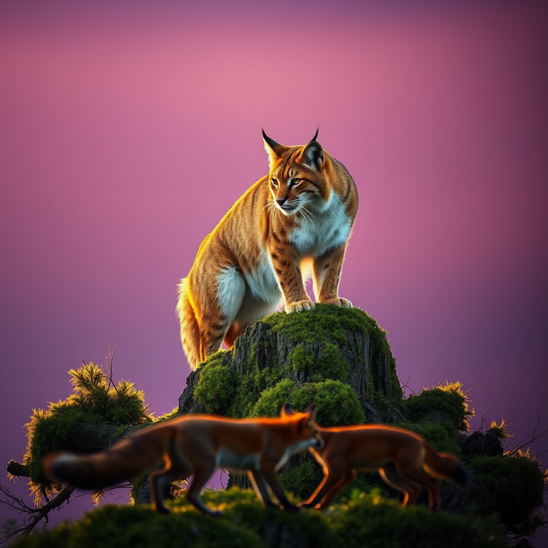 Elegant Fox on Mysterious Rock