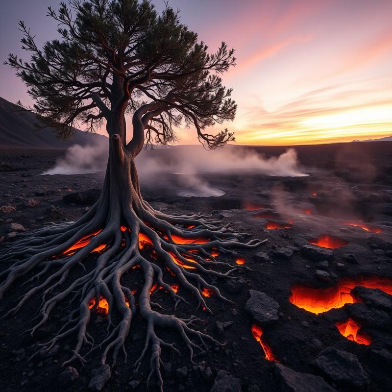 Tree with Roots in Lava