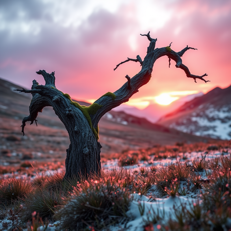 Bare Tree Silhouette at Sunset