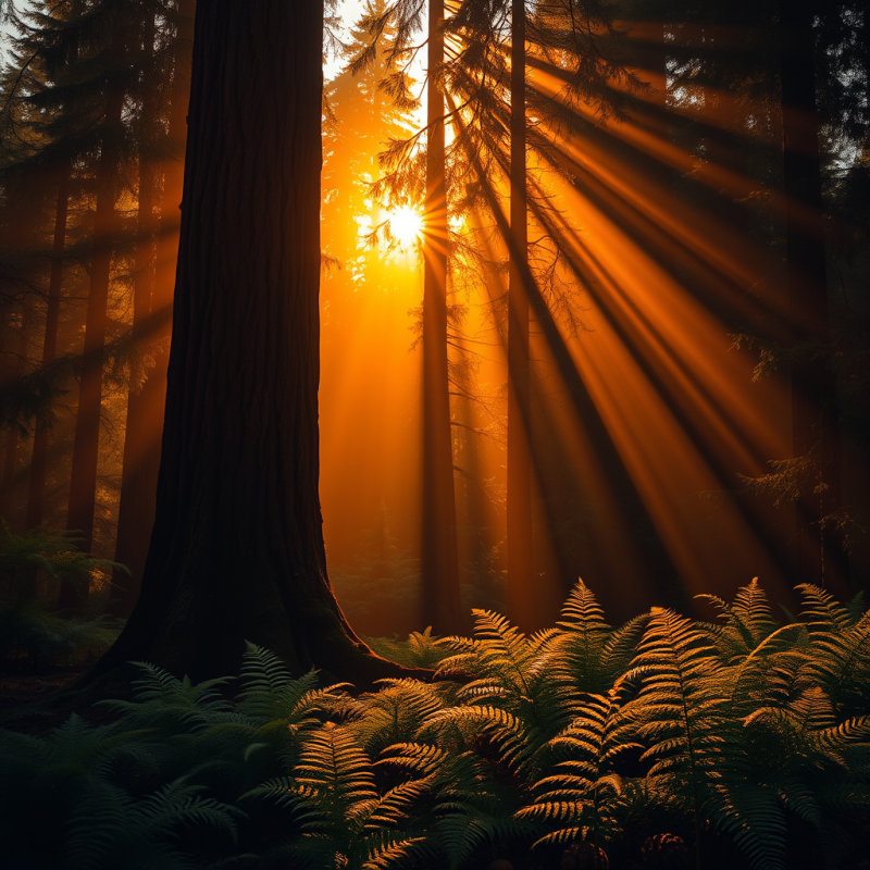 Sunlight Through Forest Trees