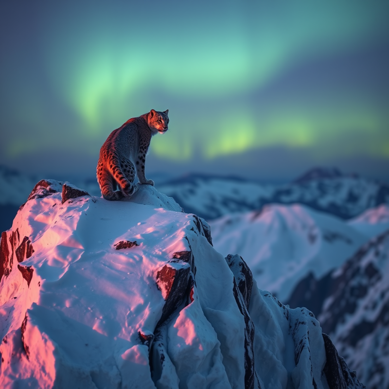 Mountain Leopard on Snowy Peak