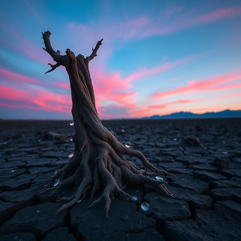 Desiccated Tree at Sunset