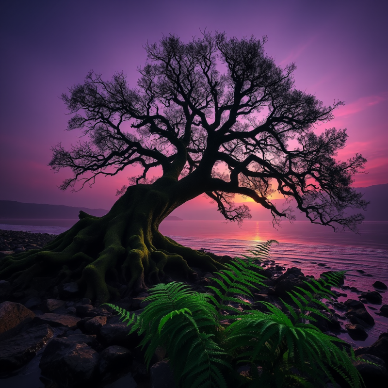 Mysterious Tree at Sunset