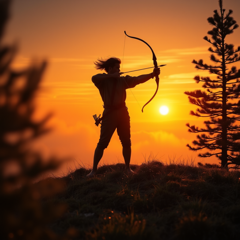 Archery Silhouette at Sunset