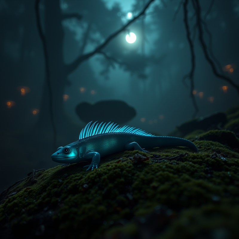 Glowing Lizard in Enchanted Forest